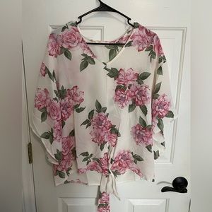 Floral tie front top